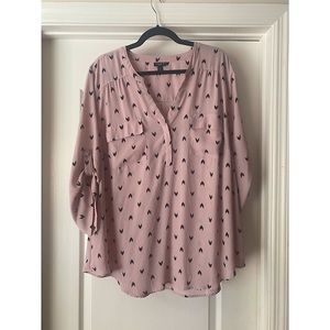 Torrid Lilac Pink Harper Chevron Heart Georgette Pullover Size 3
